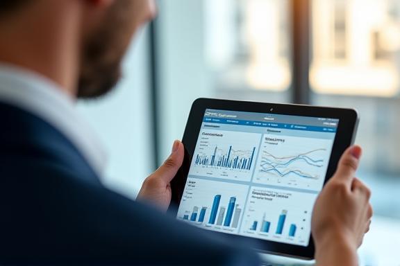 Professional using tablet to review automated financial reports